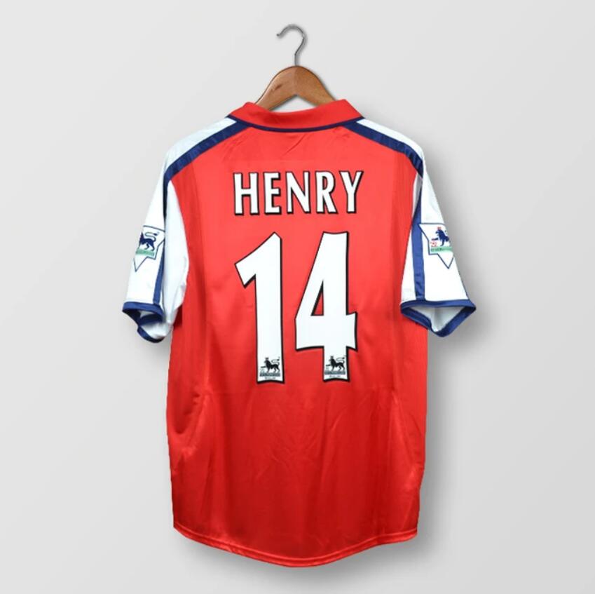 2000-02 Arsenal Retro Home Kit Soccer Jersey Henry #14